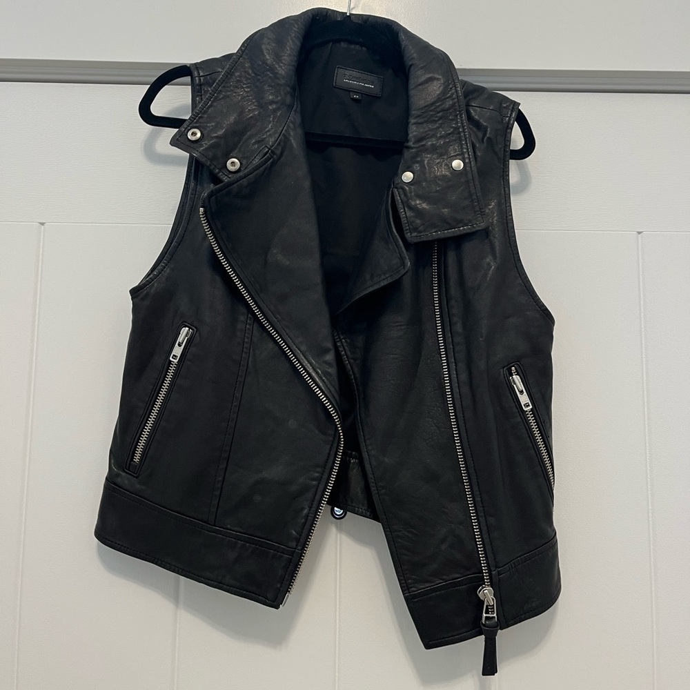 Mackage Black Leather Moto Vest